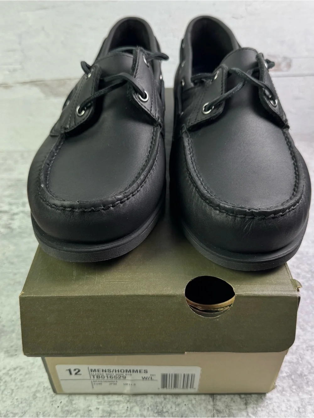 Timberland Custom Classic 2-Eye Leather Boat Shoes Black Men's Size 12 NIB KHH